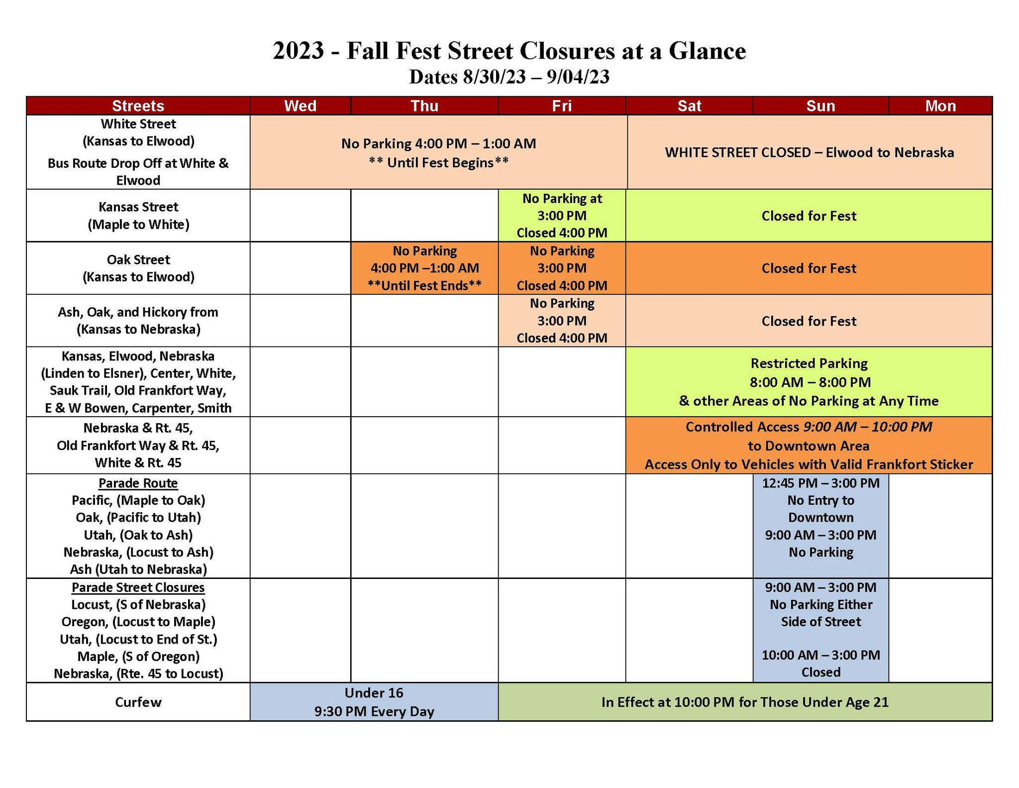 Street Closures at a Glance_Fall Fest 2023